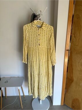 Ganni Yellow Floral Tiered Maxi Dress